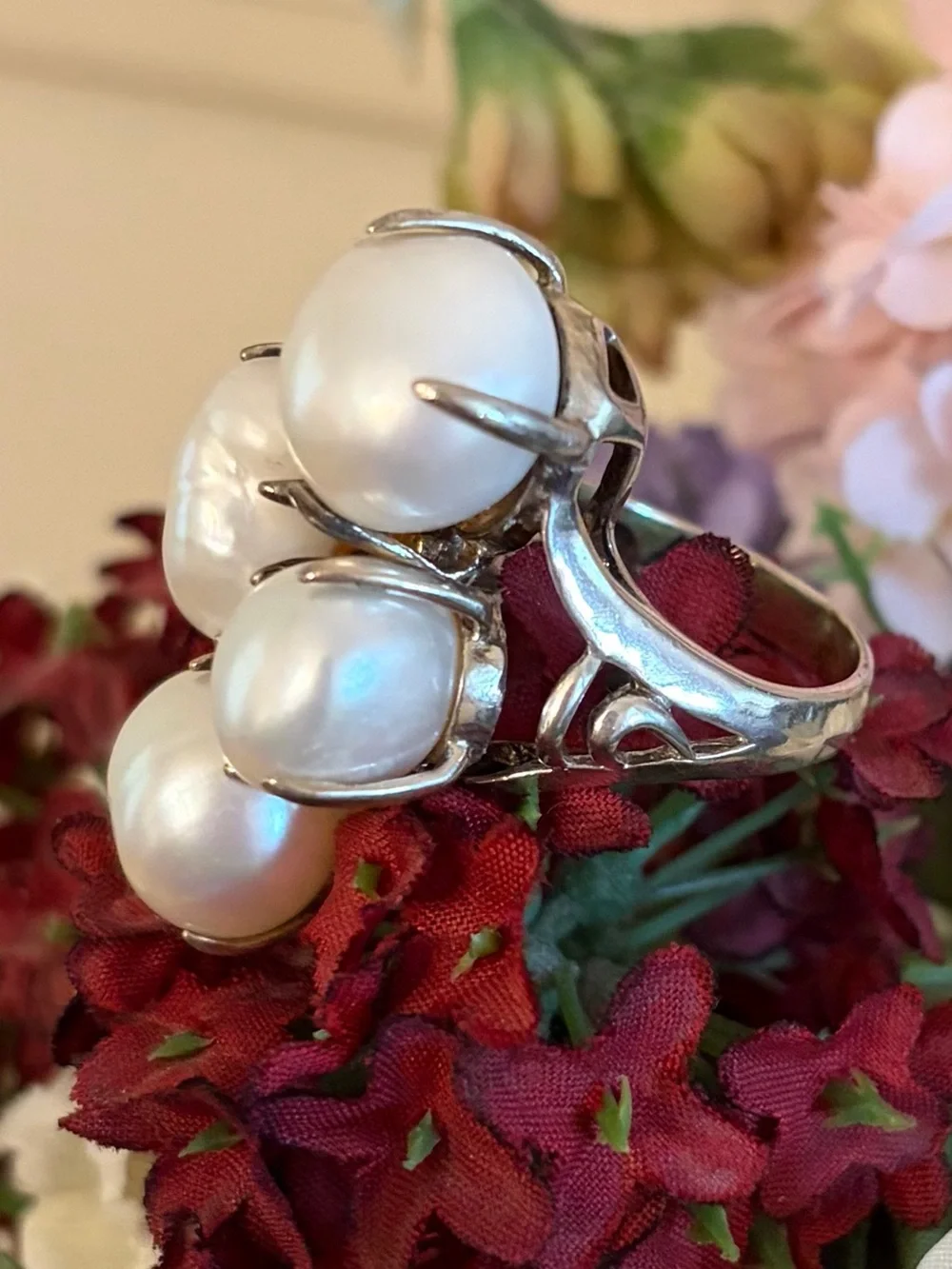 Silpada Sterling Silver and Pearl “Coastal” Ring R2940 Size 8 1/4